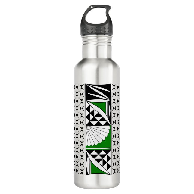 Südwestlicher Indianeraufstieg in Grün Edelstahlflasche (Vorderseite)