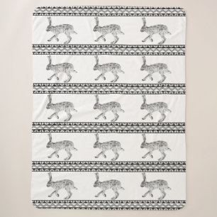 Südwestlicher Jackrabbit Schwarz-Weiß Geometrisch Sherpadecke