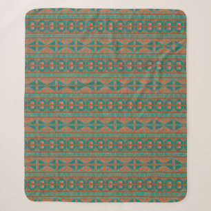 Südwestlicher Kupfer-Teal-Geometrischer Muster-Mit Sherpadecke