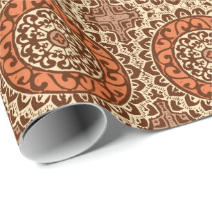 Südwestlicher Sun-Mandala-Batik, Rost u. Brown Geschenkpapier