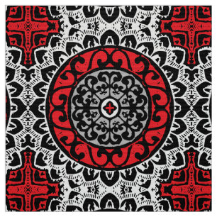Südwestlicher Sun-Mandala-Batik, Rot, Schwarzes u Stoff