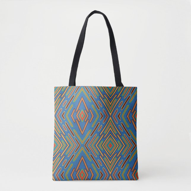 Südwestliches Blau Grün Muster Tasche (Vorderseite)
