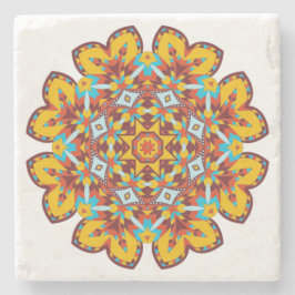 Südwestliches Mandala Design in aztekischen Farben Steinuntersetzer
