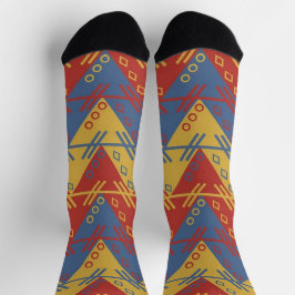 Südwestliches Rot-Gold- und Blau-Muster Socken