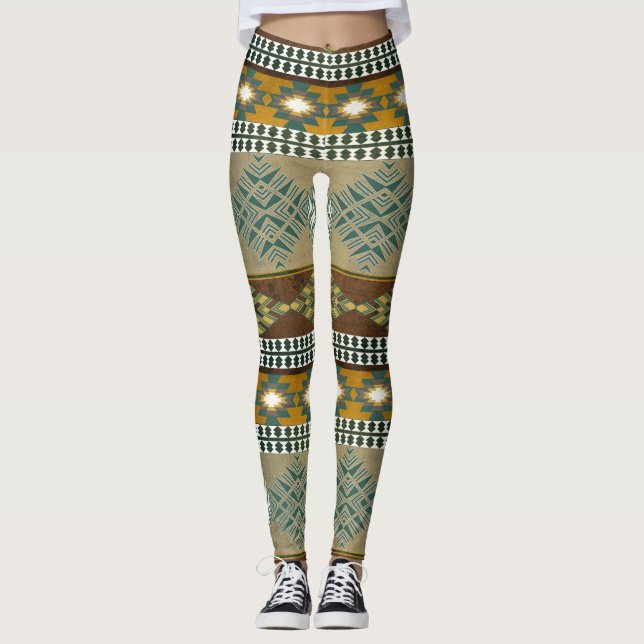 Südwestliches Stammes- Muster Leggings (Vorderseite)