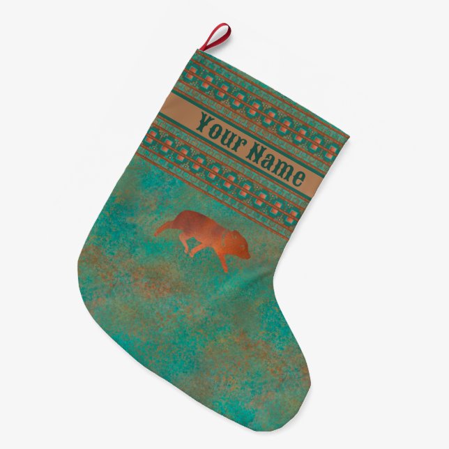 SüdwestNiedlich Javelina Kid Personalisiert Großer Weihnachtsstrumpf (Vorderansicht (hängend))