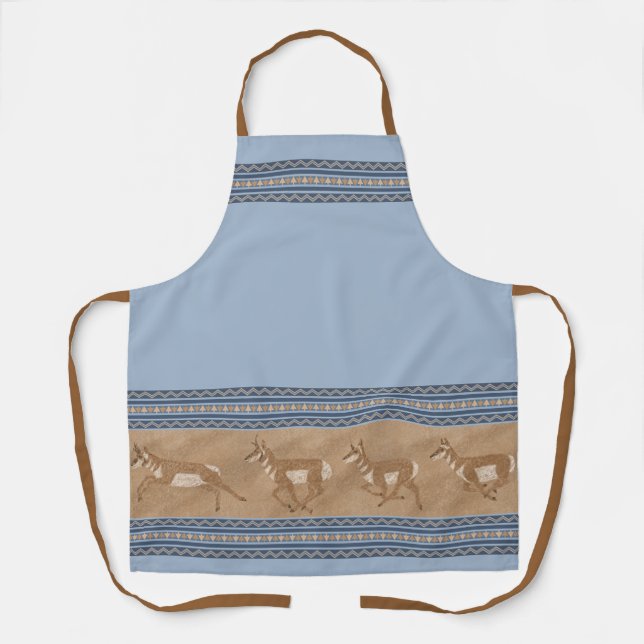 Südwestpronghorn Antelope Blue Border Medium Schürze (Vorderseite)