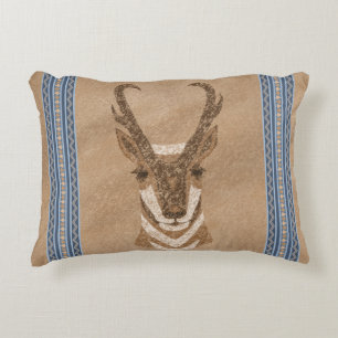 Südwestpronghorn Antelope Face Blue Border Dekokissen