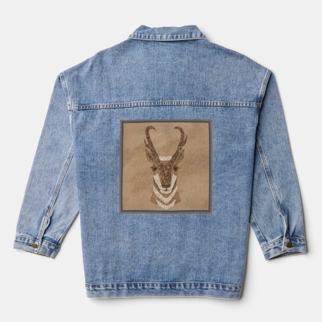 Südwestpronghorn Antelope Head Design Jeansjacke (Rückseite)