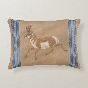 Südwestpronghorn Running Antelope Blue Border Dekokissen