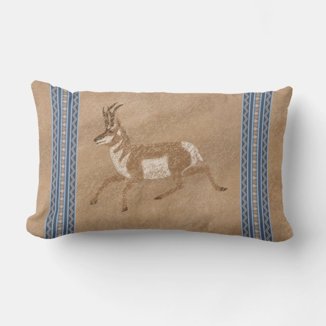 Südwestpronghorn Running Antelope Blue Border Lendenkissen (Vorderseite)