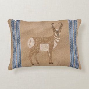 Südwestpronghorn Stehend Antelope Blue Border Dekokissen