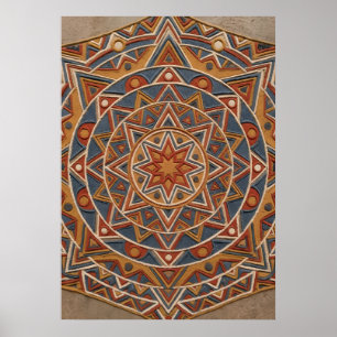 Südweststern-Mandala-Geometrie-Kunstposter Poster