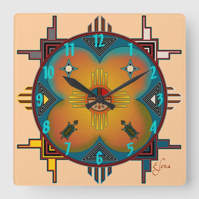 Südweststil Quadratische Wanduhr (Vorderseite)