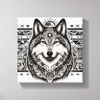 Südweststil Wolf Face Canvas Print Leinwanddruck