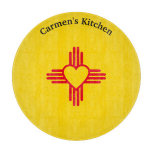 Südweststil Zia Herz New Mexico Gold & Red Schneidebrett