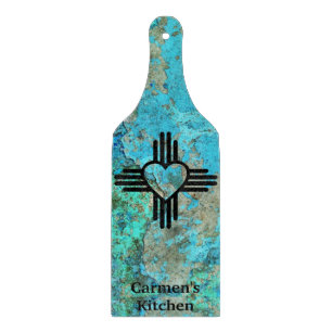 Südweststil Zia Herz Türkis New Mexico Schneidebrett