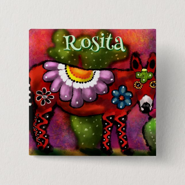 Südwesttalavera-Style Donkey Personalisiert Button (Vorderseite)
