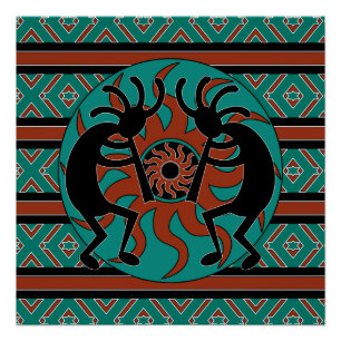 SüdwestTürkis Stammes- Sun Kokopelli Poster