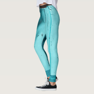 Südwesttürkisfarbene Leggings mit Namen