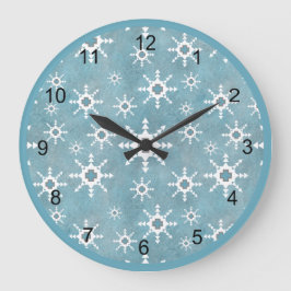 Südwesttürkisfarbener Abstrakter Schneeflocken Große Wanduhr