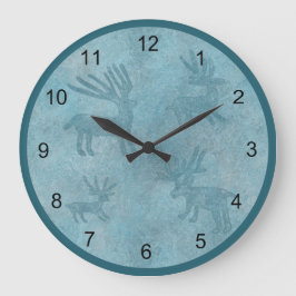 Südwestturquoise Deer Petroglyph Design Große Wanduhr