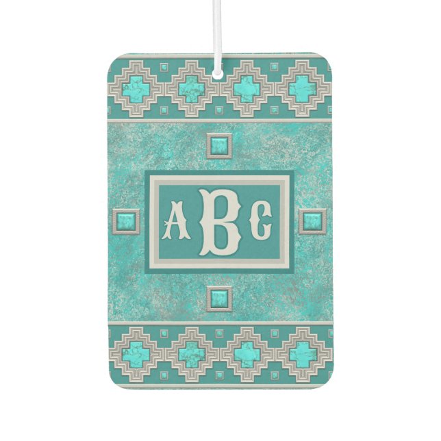 Südwestturquoise Stone Geometric Personalisiert Autolufterfrischer (Vorderseite)