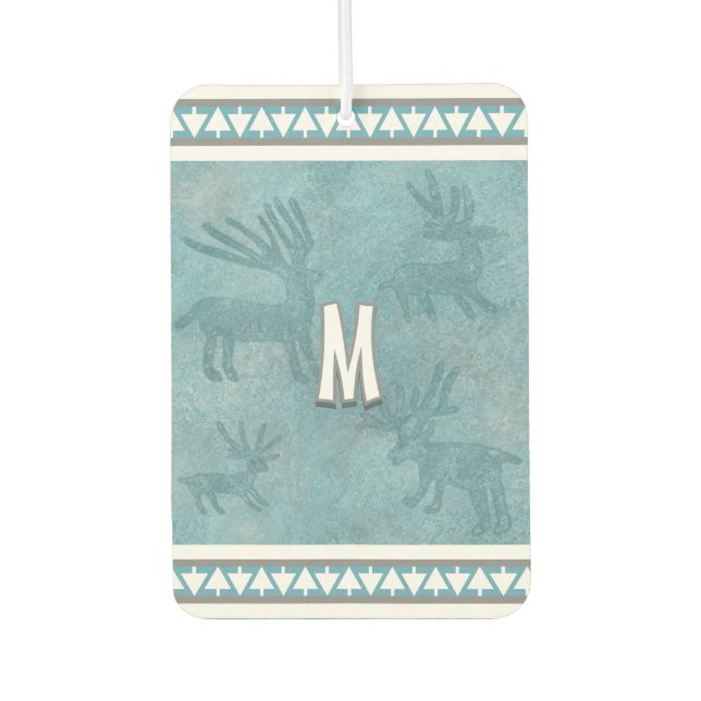 Südwestwinterhirsche und Pinienbäume Personalisier Autolufterfrischer (Vorderseite)