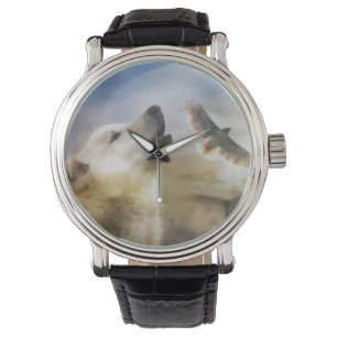 SüdwestWolf und Roter Schwanz Hawk Armbanduhr