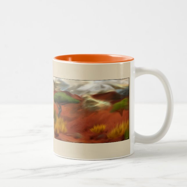 Südwestwüste Abstrakte Art des Sonnenaufgangs Zweifarbige Tasse (Rechts)