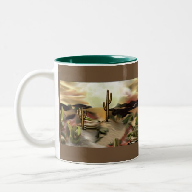 Südwestwüste Abstrakte Art des Sonnenaufgangs Zweifarbige Tasse (Links)
