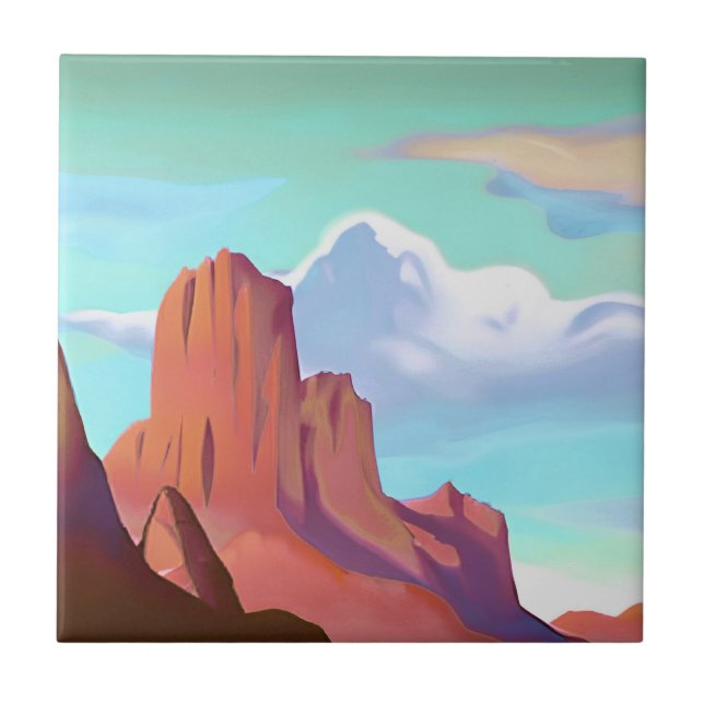 Südwestwüste mit Minimalistischer Kunst Fliese (Vorderseite)