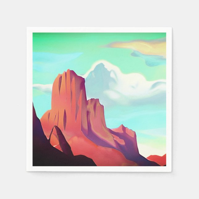 Südwestwüste mit Minimalistischer Kunst Serviette (Vorderseite)