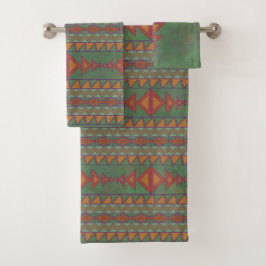Südwestwüste Sagebrush Green Geometric Design Badhandtuch Set