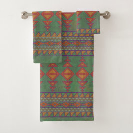 Südwestwüste Sagebrush Green Geometric Design Badhandtuch Set