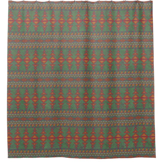 Südwestwüste Sagebrush Green Geometric Design Duschvorhang (Vorderseite)
