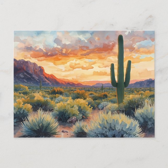 Südwestwüste Sonnenaufgang mit Saguaro Cactus Postkarte (Vorderseite)