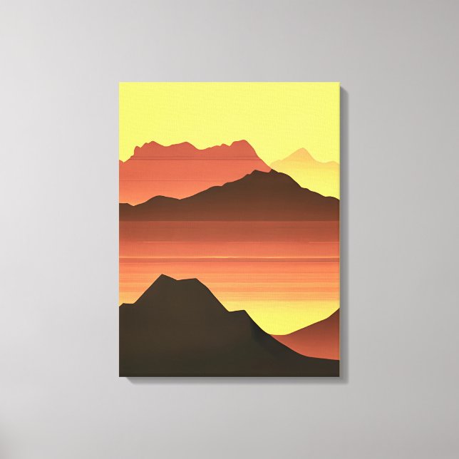 Südwestwüste Sonnenuntergang mit Bergen Leinwanddruck (Vorderseite)