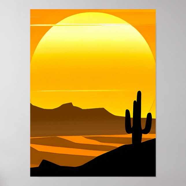 Südwestwüste Sonnenuntergang mit Mesas Poster (Vorne)