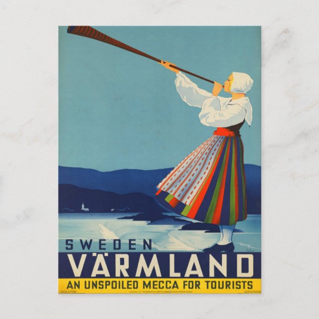 Suède Carte postale voyage Vintage (Devant)