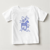 Suédoise Dala Horse Indigo Blue Baby T-Shirt