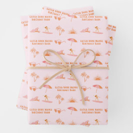 Sufer Girl Birthday Geschenkwrap Geschenkpapier Set