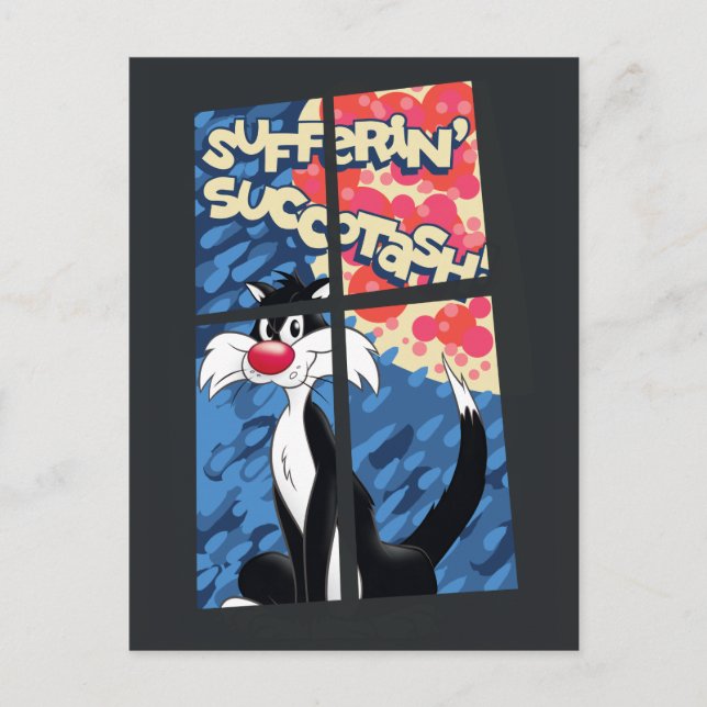 "Sufferin' Succotash" SYLVESTER™-Fenster Postkarte (Vorderseite)