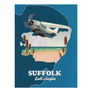 Suffolk East Anglia Karte Poster