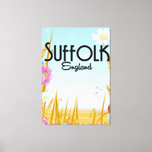 Suffolk England Cartoon Reiseplakat Leinwanddruck