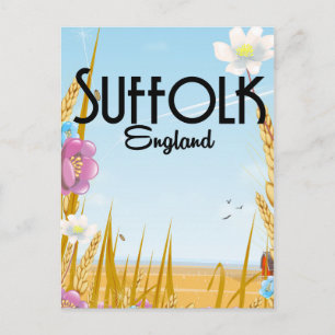 Suffolk England Cartoon Reiseplakat Postkarte