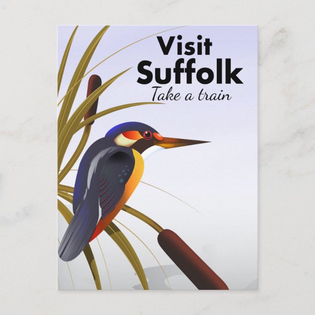 Suffolk England Vintage Travel Art Postkarte (Vorderseite)