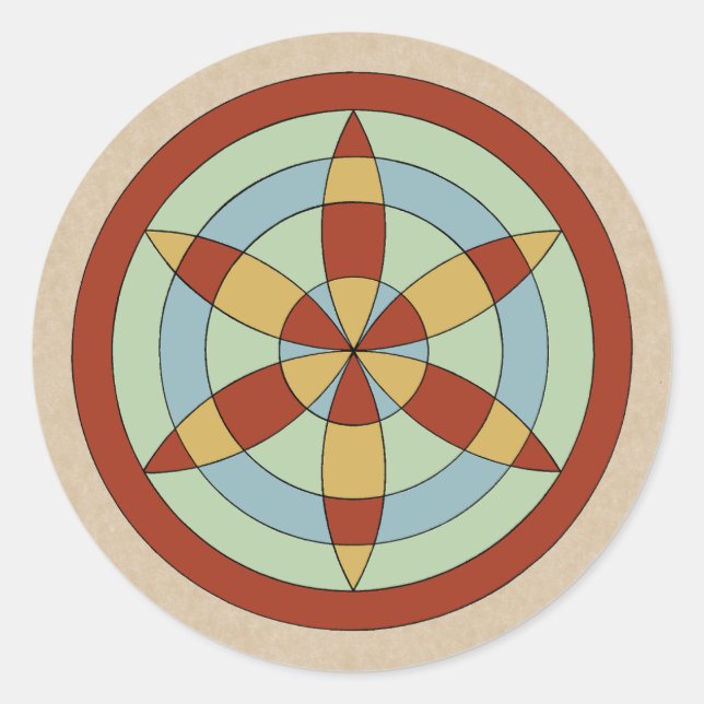 Suffolk Hexafoil (Daisy Wheel), Hexenmark Runder Aufkleber (Vorderseite)