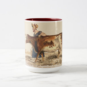 "Suffolk Lady & Red Poll Kuh" Zweifarbige Tasse