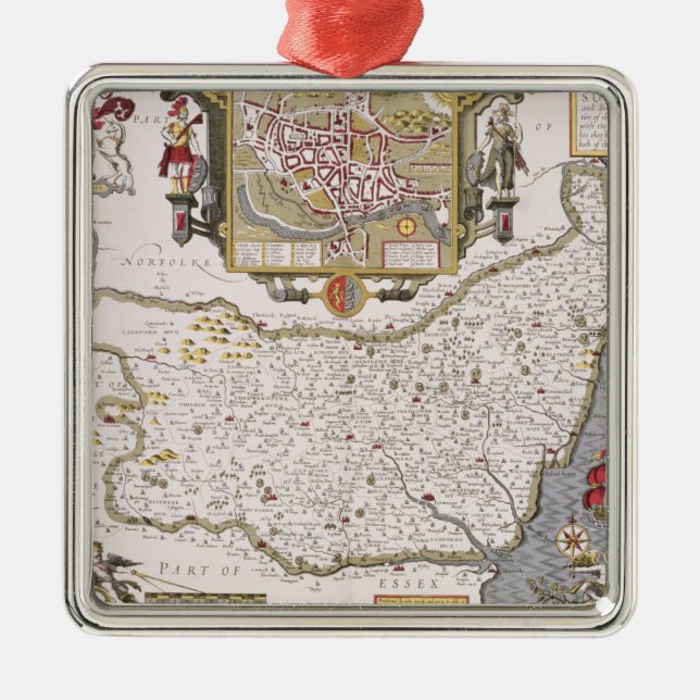 Suffolk und die Situation von Ipswich Ornament Aus Metall (Vorne)